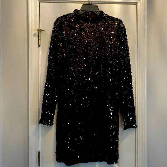 Sparkly Sequin Dress Express Long Sleeve Black Dress H&M Dresses Hm Sequin  Black Dress Sz L Poshmark
